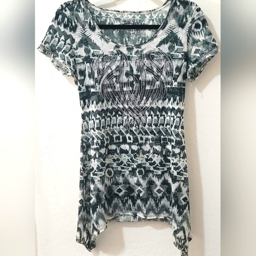 Vintage Y2K V Cristina South West  Studded Phoenix Burn Out T-Shirt